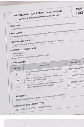 Procedimento Operacional Padrão impresso — exemplo real
